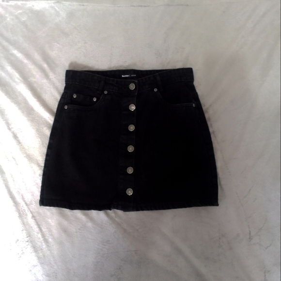 Black Denim Button Up Skirt - Picture 1 of 1